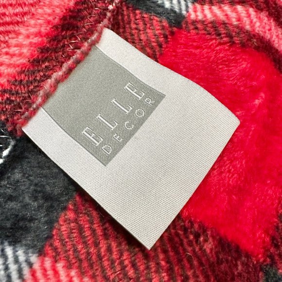 Elle Decor Throw Blanket 72x47 Red Black Plaid Deer Head Embellishment Soft - Picture 8 of 10